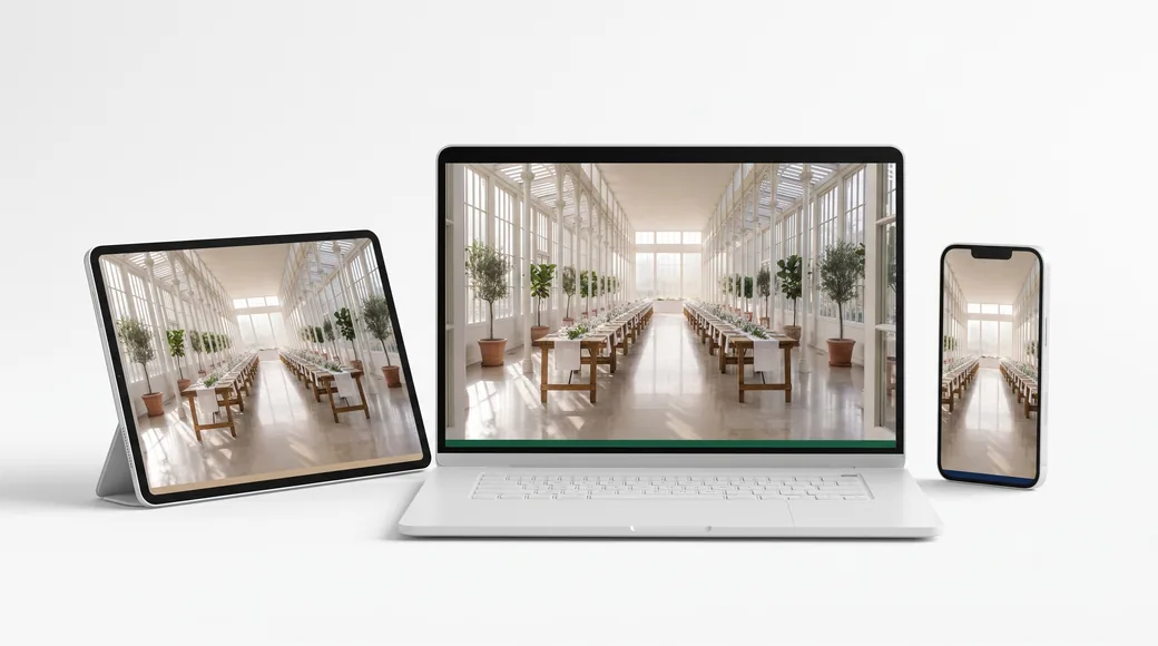 The tour running on a tablet, a laptop and a phone